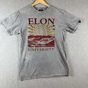 Elon University Phoenix Men's M Gray Short Sleeve T-Shirt Tee Vintage Wash